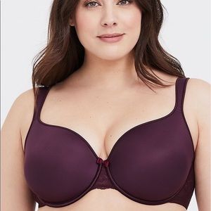 BURGUNDY MICROFIBER & LACE SEXY FULL COVERAGE BRA